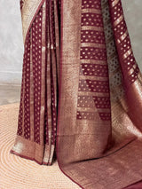 Dark Brown Banarasi Georgette Saree - PBRH1C
