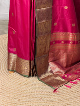 Dark Pink and green silk saree -BSP30A