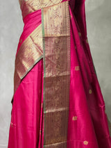 Dark Pink and green silk saree -BSP30A