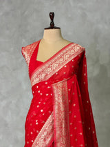 Red Banarasi Georgette Saree - PBRH2A