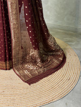 Brown Banarasi Georgette Saree - PBRH2C