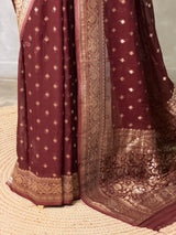 Brown Banarasi Georgette Saree - PBRH2C