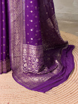 Violet Banarasi Georgette Saree - PBRH2D