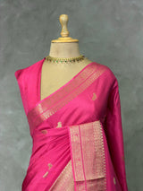 Dark Pink Pure Viscose Silk Saree - PBRATH1E