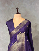 Bluish Violet Pure Viscose Silk Saree - PBRATH1B