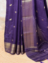 Bluish Violet Pure Viscose Silk Saree - PBRATH1B