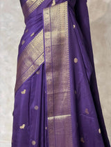 Bluish Violet Pure Viscose Silk Saree - PBRATH1B