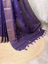 Bluish Violet Pure Viscose Silk Saree - PBRATH1B