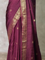 Wine Shade soft tusser Silk Saree - PBRATH2G