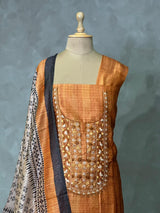 Tusser unstitched salwar set: PBRUS17