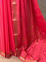 Pinkish Peach Semi mysore crepe Silk Saree - PBRMJ1