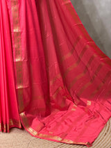 Pinkish Peach Semi mysore crepe Silk Saree - PBRMJ1
