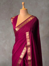 Grape wine mysore crepe Silk Saree - PBRMJ1J
