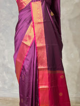 Wine and Magenta semi kanchipuram soft silk saree - PSSN199E