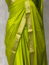 Parrot Green Semi mysore crepe Silk Saree - PBRMJ2G