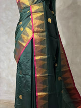 Dark Green and Magenta semi kanchipuram soft silk saree - PSSN199C