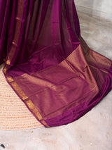 Wine Semi mysore crepe Silk Saree - PBRMJ3H