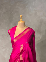 Magenta Semi mysore crepe Silk Saree - PBRMJ3E
