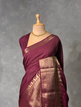 Deep maroon Viscose Silk Saree - PBRATH3E