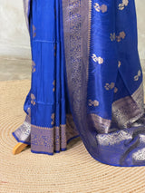 Royal Blue banarasi semi tusser Silk Saree - PBRMM1E