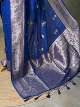 Royal Blue banarasi semi tusser Silk Saree - PBRMM1E