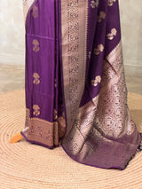 Violet banarasi semi tusser Silk Saree - PBRMM1