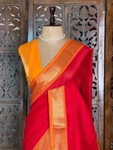 Red and Yellow Handloom silk cotton saree - PBRMH2