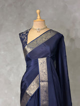 Navy Blue Pure Viscose Silk Saree - PBRATH4I
