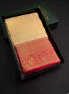 Off white and Rani Pink Tissue Kanchipuram saree- PBRIDEK3E