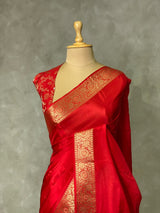Red Pure Viscose Silk Saree - PBRATH4F