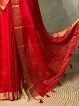 Red Pure Viscose Silk Saree - PBRATH4F