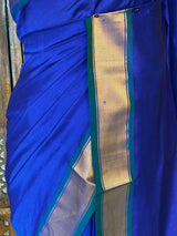 Blue and Green Handloom silk cotton saree - PBRMH2A