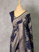 Navy Blue Banarasi georgette Saree - PBRFA1E