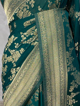 Bottle Green Banarasi georgette Saree - PBRFA1