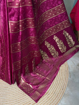 Dark wine Banarasi Satin silk Saree - PBRMM2C