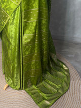 Parrot Green Banarasi Satin silk Saree - PBRMM2D