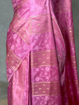 Pink Green Banarasi Satin silk Saree - PBRMM2E