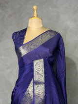 Bluish violet Pure Viscose Silk Saree - PBRATH4A