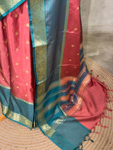 Mauve pink semi banarasi Saree - PFAZ24
