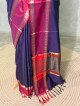 Bluish violet semi banarasi Saree - PIH100