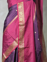 Purple semi banarasi Saree - PFAZ24A