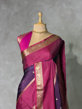 Purple semi banarasi Saree - PFAZ24A