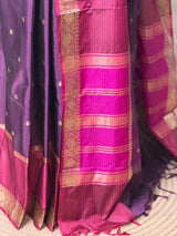 Purple semi banarasi Saree - PFAZ24A