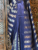 Dark Blue Banarasi Crape silk saree - PBRHC3B
