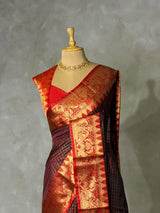 Brown semi banarasi silk saree- AISHN2I