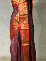 Brown semi banarasi silk saree- AISHN2I