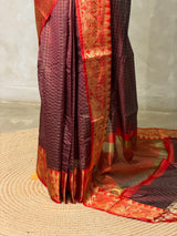 Brown semi banarasi silk saree- AISHN2I