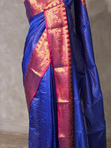 Royal blue semi banarasi silk saree- AISHN2G