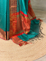 peacock green semi banarasi silk saree- AISHN2E