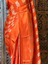 Orange Banarasi Crape silk saree - PBRHC3E